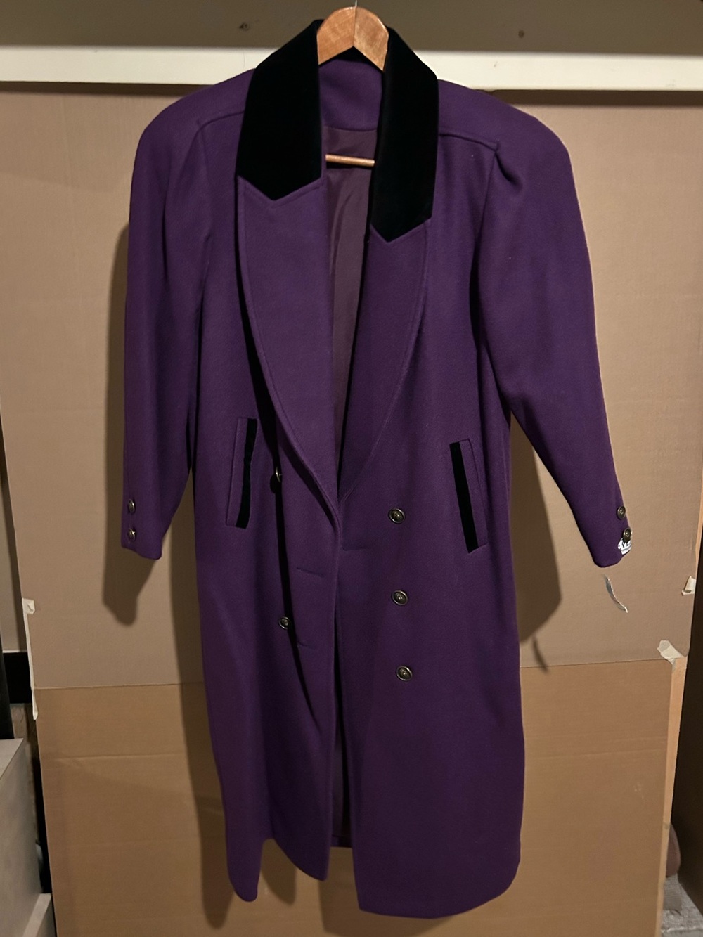 New Vintage Women’s Purple Long Double-Breasted Coat - Size 5 NWT